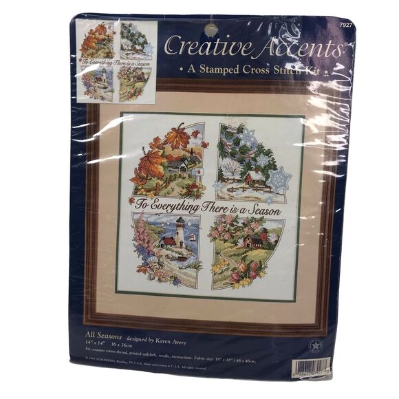 To Everything There is a Season Stamped Cross Stitch Kit Dimensions - Picture 1 of 4